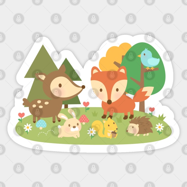 Cute Woodland Animals For Kids Sticker by rustydoodle